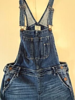 Abercrombie & Fitch Distressed Blue Denim Overalls